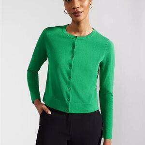 Hobbs Michelle Green  Cotton Cardigan Size M $125